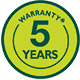 Warranty 5 years